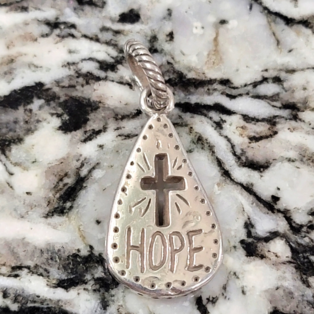 BRIGHTON RETIRED CROSS HOPE TEARDROP CHARM